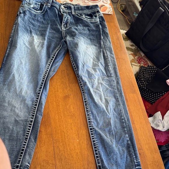 Men's Blue Bootcut Jeans - Picture 1 of 4